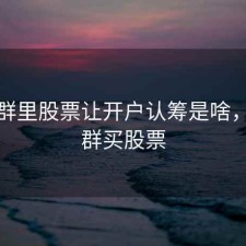 微信群里股票让开户认筹是啥，微信群买股票