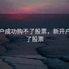 刚开户成功购不了股票，新开户买不了股票