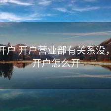 股票开户 开户营业部有关系没，股票开户怎么开