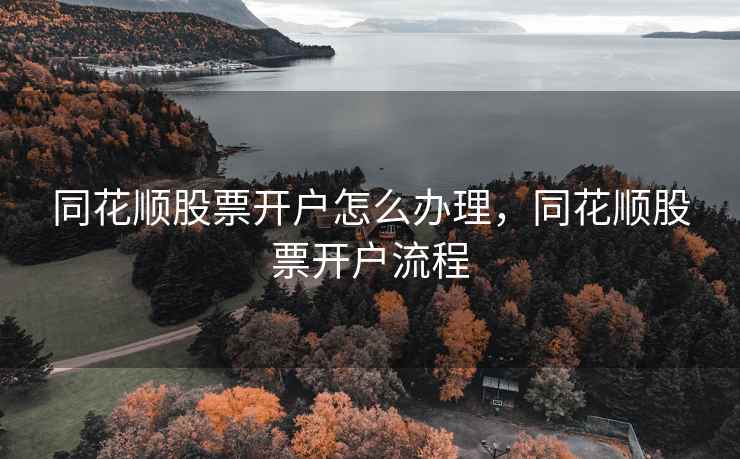 同花顺股票开户怎么办理，同花顺股票开户流程  第1张