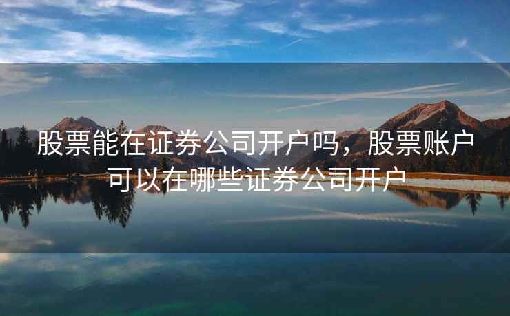 股票能在证券公司开户吗，股票账户可以在哪些证券公司开户  第2张