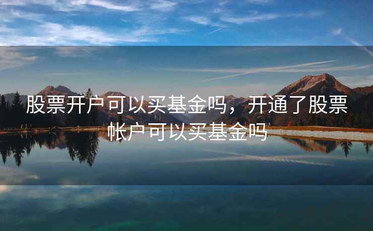 股票开户可以买基金吗，开通了股票帐户可以买基金吗  第2张