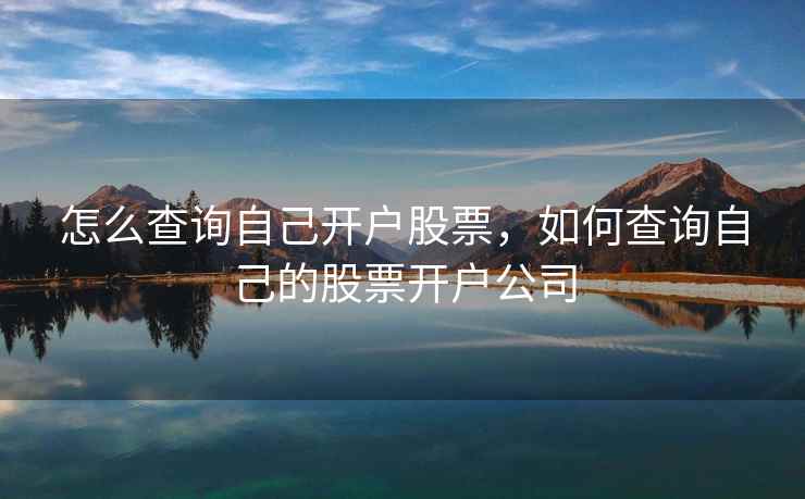 怎么查询自己开户股票，如何查询自己的股票开户公司  第2张