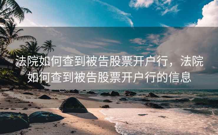 法院如何查到被告股票开户行,法院如何查到被告股票开户行的信息 第2张 法院如何查到被告股票开户行,法院如何查到被告股票开户行的信息 第2张