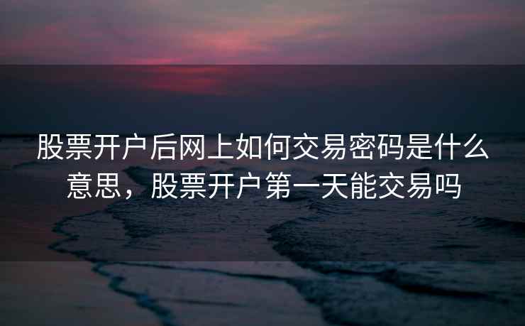 股票开户后网上如何交易密码是什么意思，股票开户第一天能交易吗  第2张