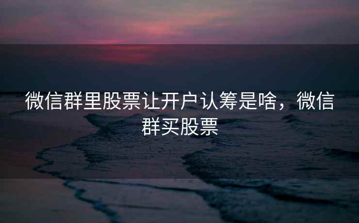 微信群里股票让开户认筹是啥，微信群买股票  第1张