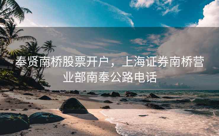 奉贤南桥股票开户，上海证券南桥营业部南奉公路电话  第2张